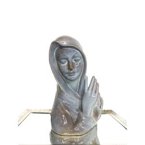Large Vintage Ceramic Praying Virgin Mary madonna bust sculpture statue
